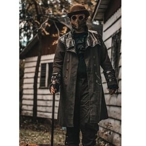 Spirit Halloween Steampunk Trench Coat Clock Gothic Cosplay Costume Victorian